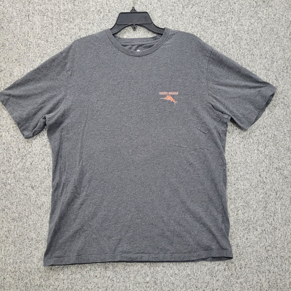 Tommy Bahama Mens Large Gray Are We There Yacht Graphic T-Shirt Cotton Marlin